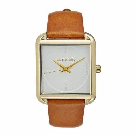 Michael Kors Lake MK2584 Women's Watch - Gold-Tone, White Dial, Brown Leather Strap