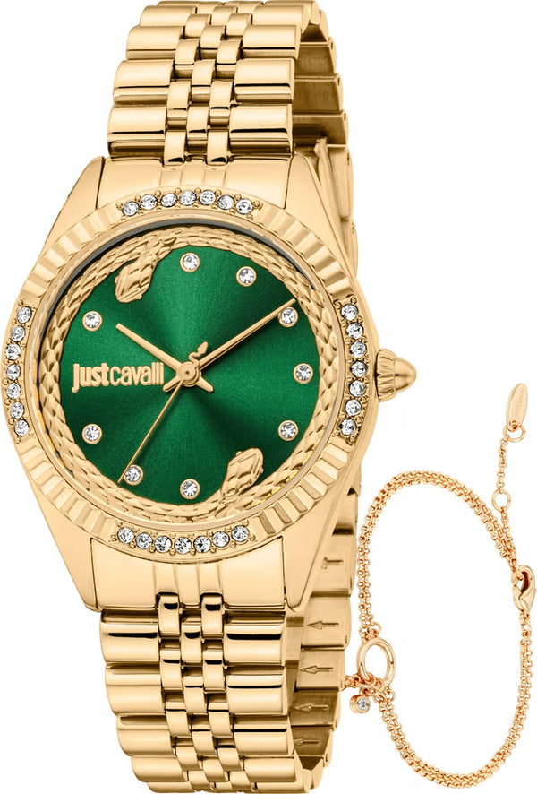 JUST CAVALLIJust Cavalli JC1L361M0065 Vittoria Glam Women's Watch – Gold - Tone Stainless Steel, Green Dial, 32mmEcecile