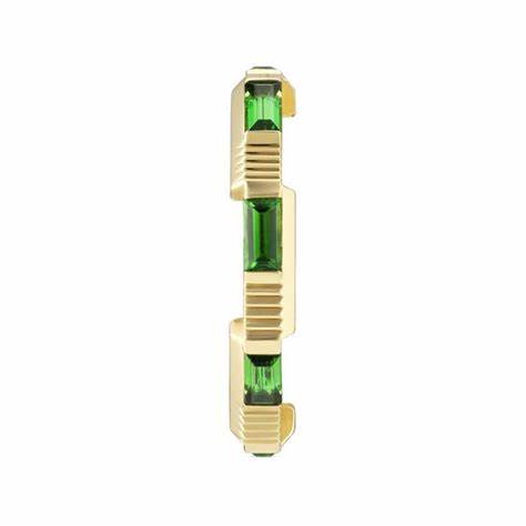 Gucci Link to Love 18ct Yellow Gold Green Tourmaline Ring - Size 6