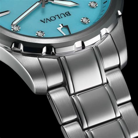 Bulova Marine Star 96P248 Women's Watch - Blue Mother-of-Pearl Dial, Stainless Steel Bracelet