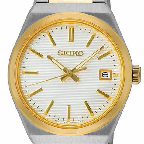 Seiko Classic SUR558P1 Quartz Men's Watch - White Dial, Two-Tone Stainless Steel Bracelet