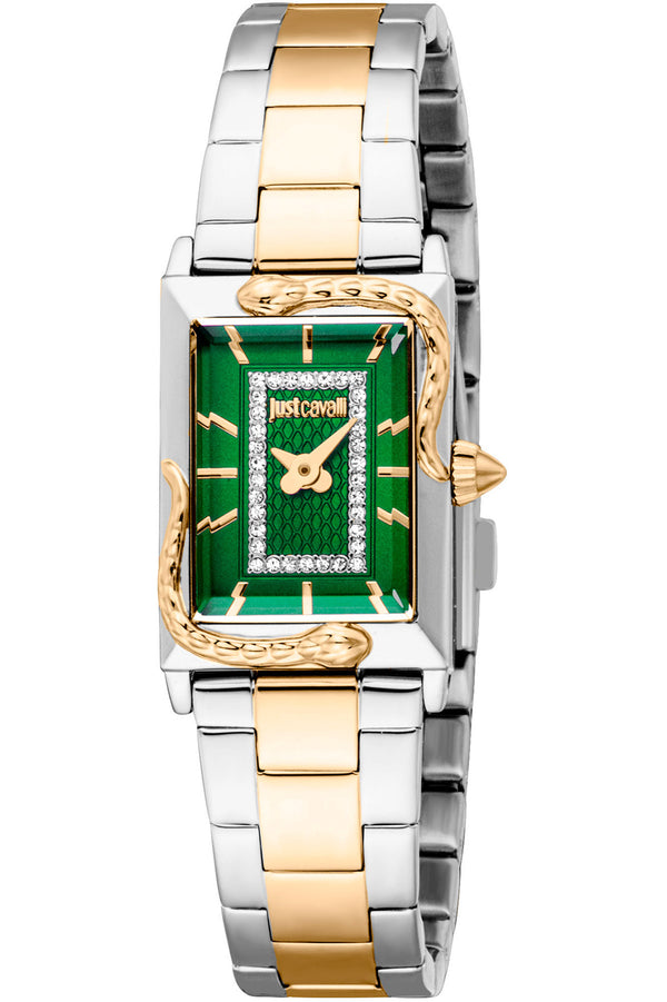 Just Cavalli JC1L364M0095 Dolcezza Snake Watch – Green Dial, Two-Tone Steel