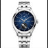 Baume & Mercier Clifton MOA10725 Orologio automatico da uomo - Cassa in acciaio inossidabile da 42 mm, quadrante laccato blu, day-date, fasi lunari, bracciale in acciaio inossidabile