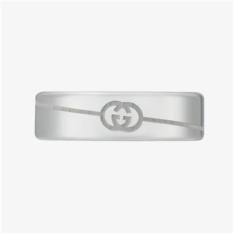 Gucci Tag Sterling Silver 6mm Ring with Interlocking G Logo - Size 6