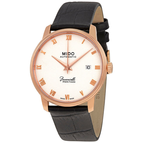 Mido Baroncelli Heritage M027.407.36.013.00 Orologio automatico da uomo - Quadrante beige, cassa in acciaio inossidabile PVD oro rosa, cinturino in pelle marrone