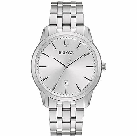 Bulova Sutton 96B342 Men's Watch - Stainless Steel, Silver Dial, Date Display