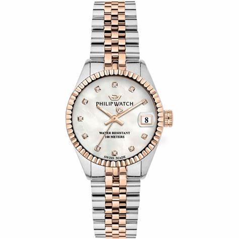 Philip Watch Caribe R8253597562 Women's Watch - Two-Tone Steel Bracelet, Mother-of-Pearl Dial with Diamonds
