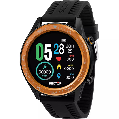 Sector S-02 Smartwatch unisex - Cassa in lega da 46 mm, cinturino in nylon, cardiofrequenzimetro, modalità multisport