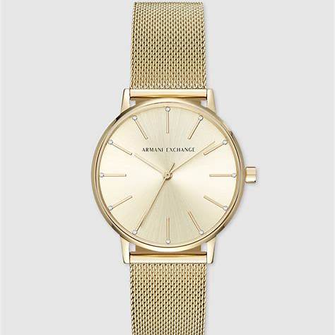 Reloj de malla de acero inoxidable en tono dorado para mujer Armani Exchange AX5536 Lola