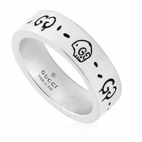 Gucci Ghost Sterling Silber 6mm Bandring - Größe 6