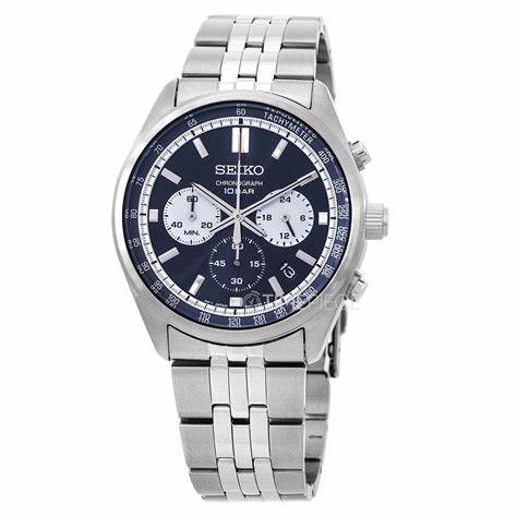 Seiko SSB427P1 Herren Quarz Chronograph Uhr - Blaues Zifferblatt, Edelstahlarmband