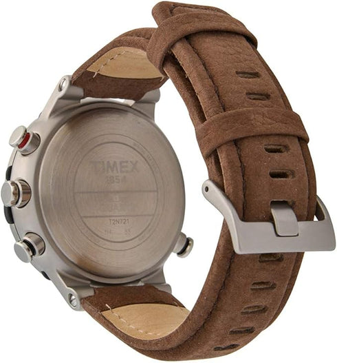 Timex T2N721 Men’s IQ Tide-Temp-Compass 45 mm Leather Strap Watch