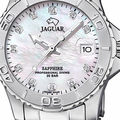 Jaguar Women's Swiss Quartz Diver Watch - Model J870/1, Stainless Steel, Mother-of-Pearl Dial