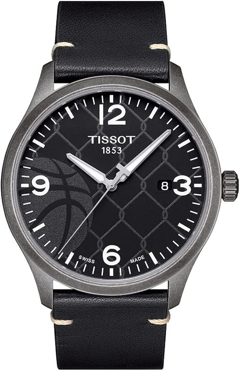 Tissot Gent XL 3x3 Street Basketball Men's Watch - Black Dial, Antique Steel PVD Case, Black Leather Strap