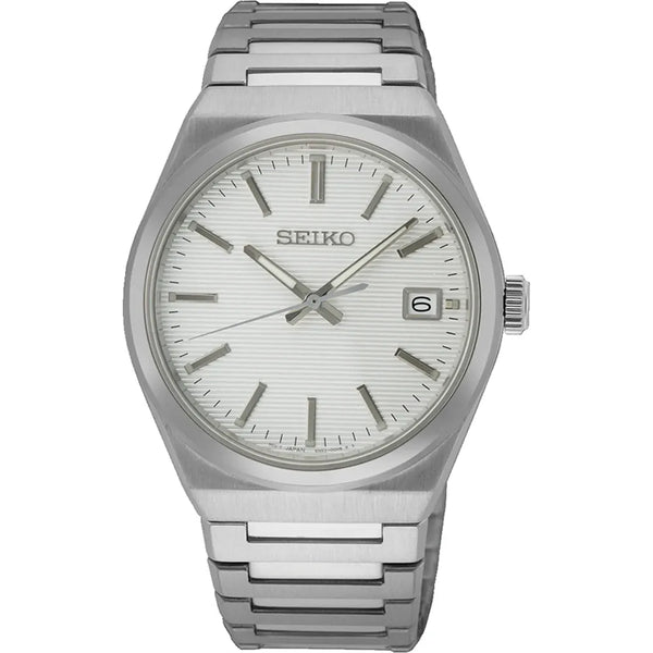 Orologio al quarzo Seiko Classic SUR553P1 Uomo - Quadrante bianco, bracciale in acciaio inossidabile