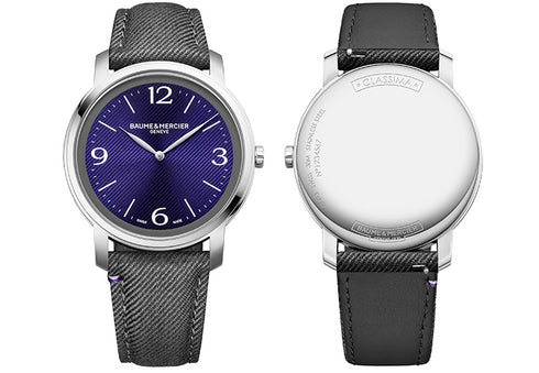 Baume & Mercier Classima MOA10706 Orologio al quarzo da uomo - Cassa in acciaio 42 mm, quadrante satinato viola soleil, cinturini intercambiabili