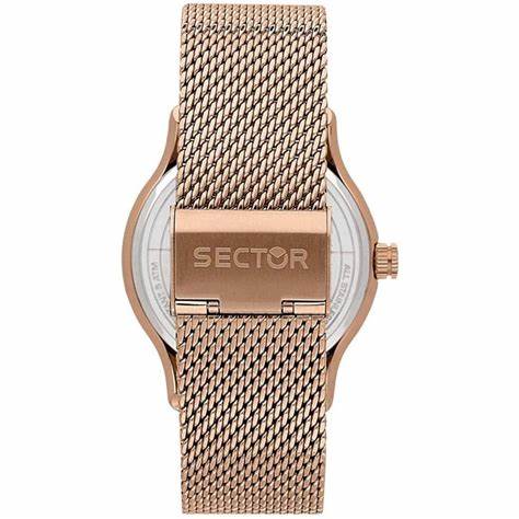 Sector 660 R3253517020 Men's Quartz Watch - 43mm Rose Gold-Tone Case, Black Dial, Rose Gold-Tone Mesh Bracelet