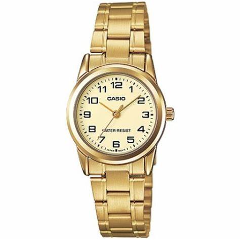 Casio LTP-V001G-9BUDF Women's Gold-Tone Analog Watch – Champagne Dial