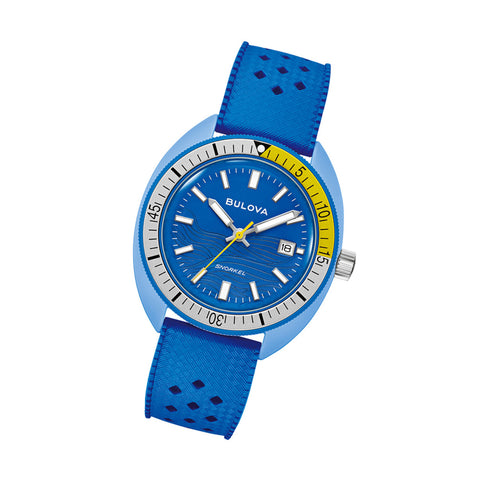 Bulova 98B445 Men's Snorkel Watch – Blue Hybrid Ceramic, Blue Dial, 100m WR
