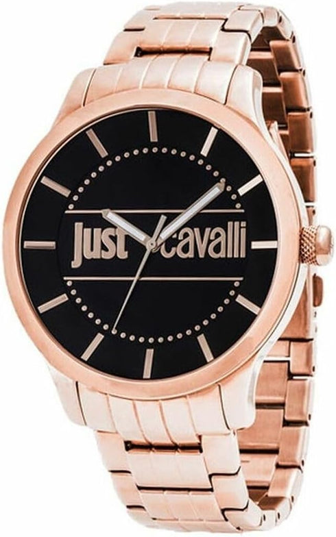 Just Cavalli R7253127525 Montre à quartz pour femme - acier or rose, cadran noir