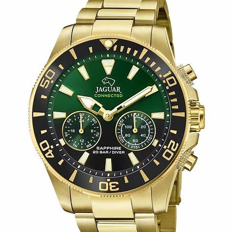 JAGUARJaguar J899/5 Hybrid Diver Men's Watch - Gold Stainless Steel, Green DialWATCHESEcecile