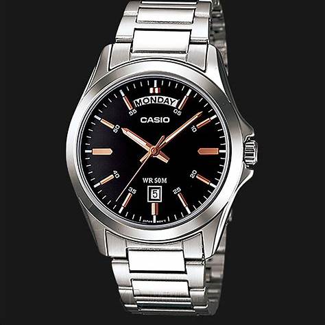 CASIO & VINTAGECasio MTP - 1370D - 1A2VDF Men's Analog Watch - Black Dial, Stainless Steel BandWATCHESEcecile