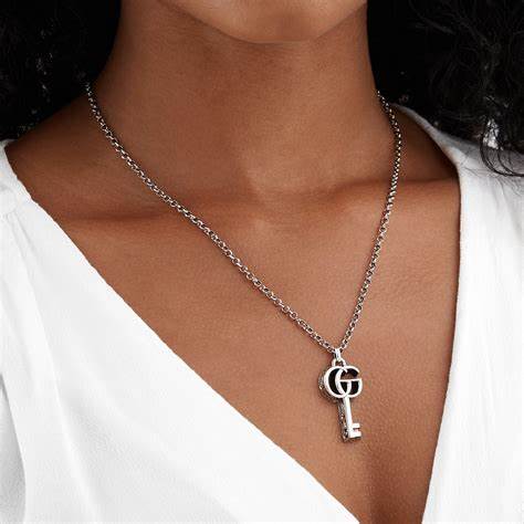 The Gucci GG Marmont Sterling Silver Key Necklace (Model YBB62775700100U