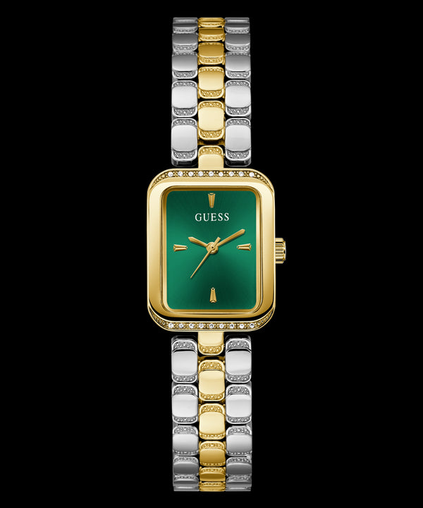 Guess Isla GW0865L6 Women’s 22 mm Quartz Watch – Two‑Tone Steel, Green Dial, Crystal Accent, 3 ATM
