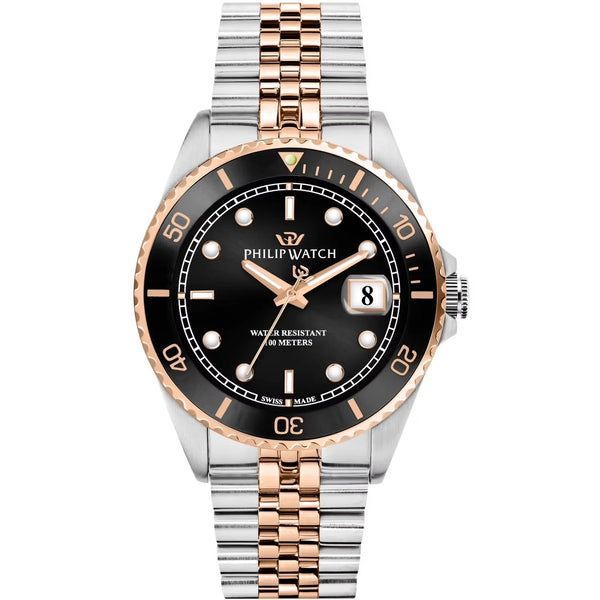 Philip Watch R8253597081 Orologio Caribe Sport da uomo - 42 mm, quadrante nero, acciaio bicolore