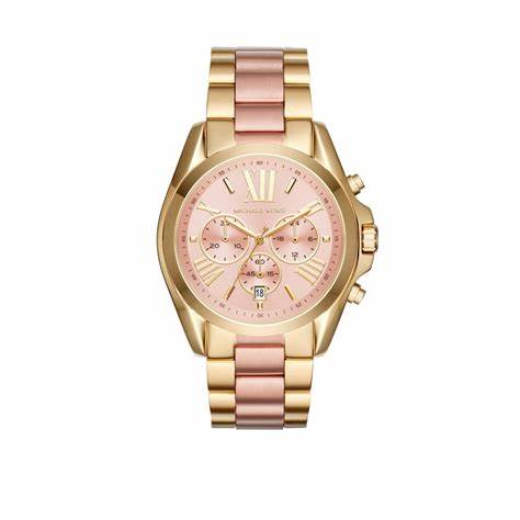 Michael Kors Bradshaw MK6359 Women's Two-Tone Chronograph Watch - Pink Dial