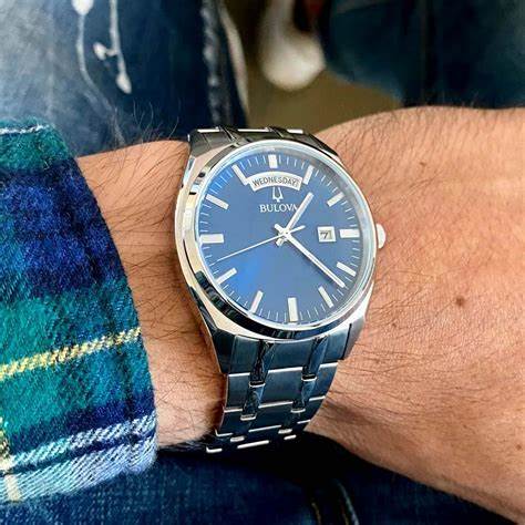 Bulova 96C125 Surveyor Men's Watch - Blue Dial, Stainless Steel Bracelet