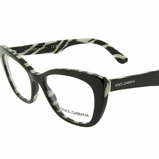 Dolce & Gabbana DG3360 3372 52 Occhiali da vista Cat-Eye da donna - Top Black su montatura Zebra