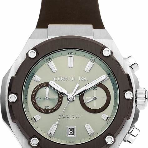 Cerruti 1881 Lucardo CIWGO2206101 Men's Quartz Watch - Brown Dial, Rubber Strap