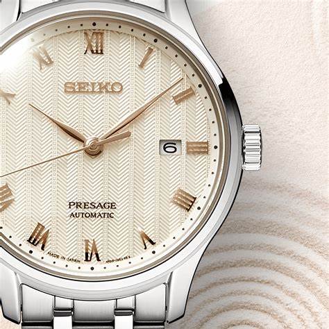 Seiko Presage SRPF45J1 Herren Automatik Uhr - Edelstahl, Beiges Zifferblatt