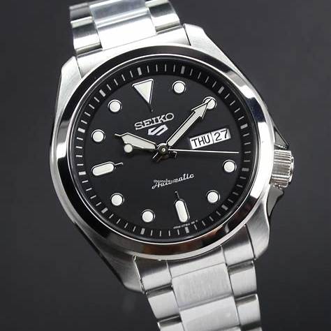 Seiko 5 Sports SRPE55K1 Automatic Men's Watch - Black Dial, Stainless Steel Bracelet