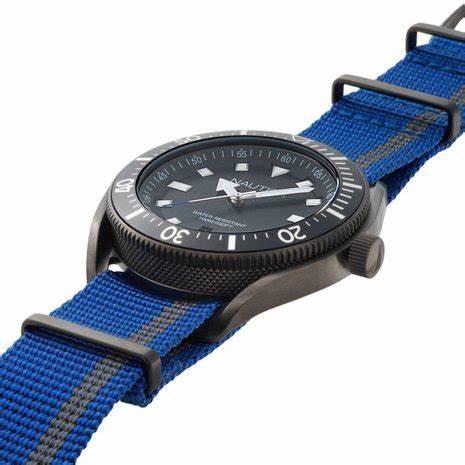 Nautica NAPPRF002 Men's Quartz Watch - Black Dial, Blue Nylon Strap