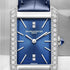 Baume & Mercier Hampton MOA10709 Orologio al quarzo da donna - Cassa in acciaio inossidabile da 35 mm, quadrante blu, lunetta con diamanti incastonati, cinturino in alligatore blu