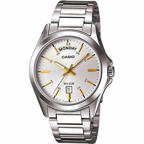 Orologio Casio MTP-1370D-7A2VDF Uomo - Quadrante bianco, cinturino in acciaio inossidabile