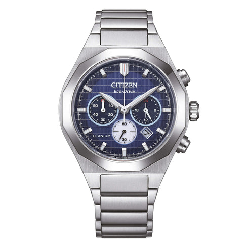 Citizen CA4691-59L Men's Blue Dial Chronograph Watch with Titanium Case & Sapphire Crystal
