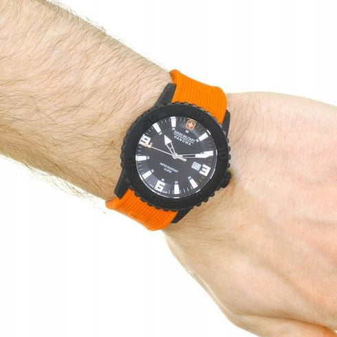 Swiss Military Hanowa SM06-4302.27.007.79 Men's Watch - Black Dial, Orange Silicone Strap