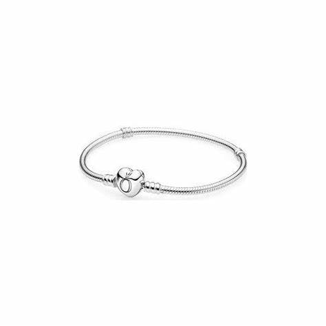 Pandora 590719-21 Bracciale Moments con chiusura a cuore e catena a serpente - Argento, 21 cm