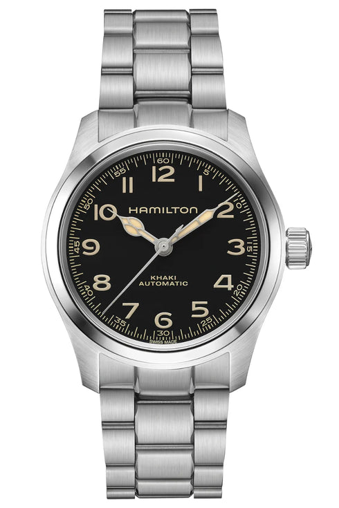 Hamilton Khaki Field Murph Auto H70405130 - Acciaio inossidabile 38 mm, quadrante nero, bracciale in acciaio inossidabile