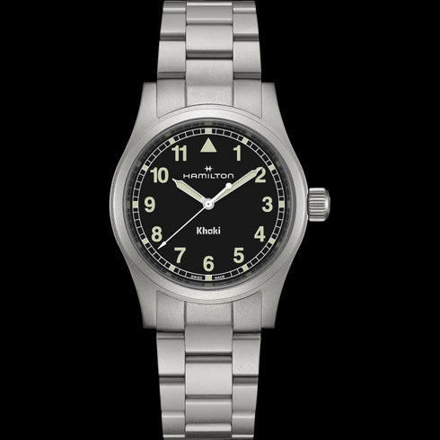Hamilton Khaki Field Quartz H69401130 Orologio da uomo - Cassa in acciaio inossidabile da 38 mm, quadrante nero, bracciale in metallo