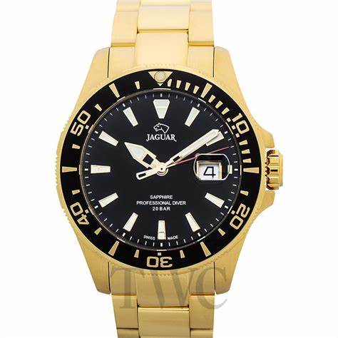 JAGUARJaguar Men's Swiss Quartz Diver Watch - Model J877/3, Gold - Tone Stainless Steel, Black DialWATCHESEcecile