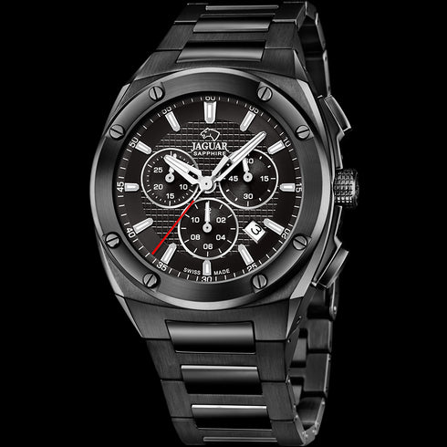 Jaguar J992/1 Men's Executive Chronograph Watch - Black PVD Stainless Steel, Black Dial