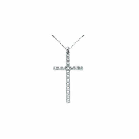 Collana da donna Miluna CLD3988 - Ciondolo a croce in oro bianco con diamanti