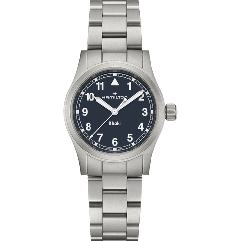 Reloj Hamilton Khaki Field Quartz H69301140 33mm - Esfera azul, brazalete acero