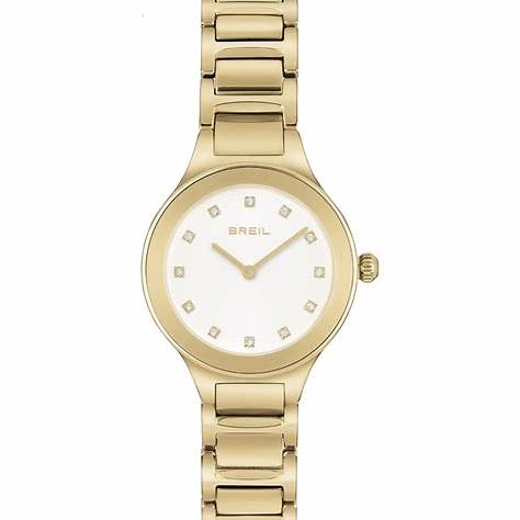 Breil Sheer TW1965 Women's Quartz Watch - White Dial, Gold IP Stainless Steel Bracelet