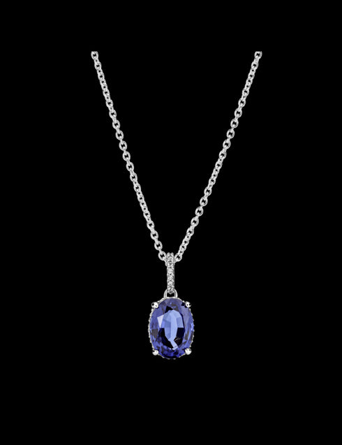 PANDORAPandora 390055C01 - 45 Sparkling Halo Pendant Necklace – Sterling Silver, Blue Crystal, 45cmBIJOUXEcecile