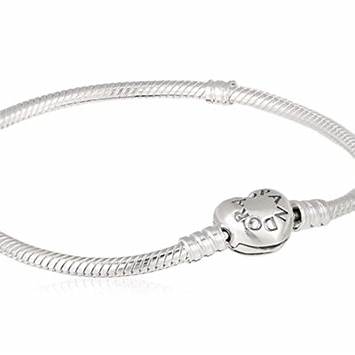 PANDORAPandora Moments 590719 - 20 Heart Clasp Snake Chain Bracelet - 20cm Sterling SilverBIJOUXEcecile